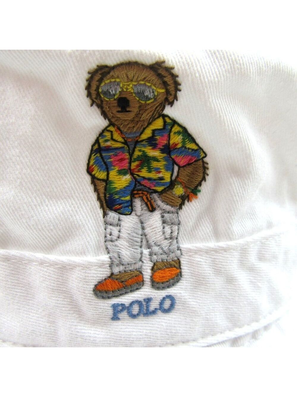 Polo Ralph Lauren Embroidered Bear Bucket Hat Adult Size S/M White NEW - Picture 3 of 11